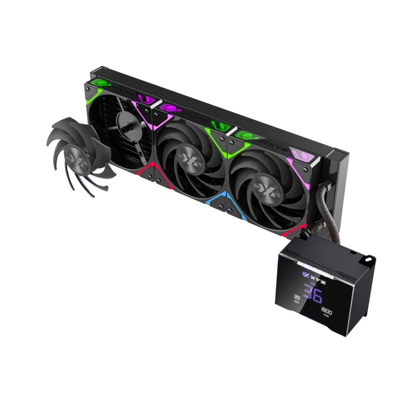 XYZ HydroTemp 360 ARGB Liquid Cooler with Temperature Display (Black, White)