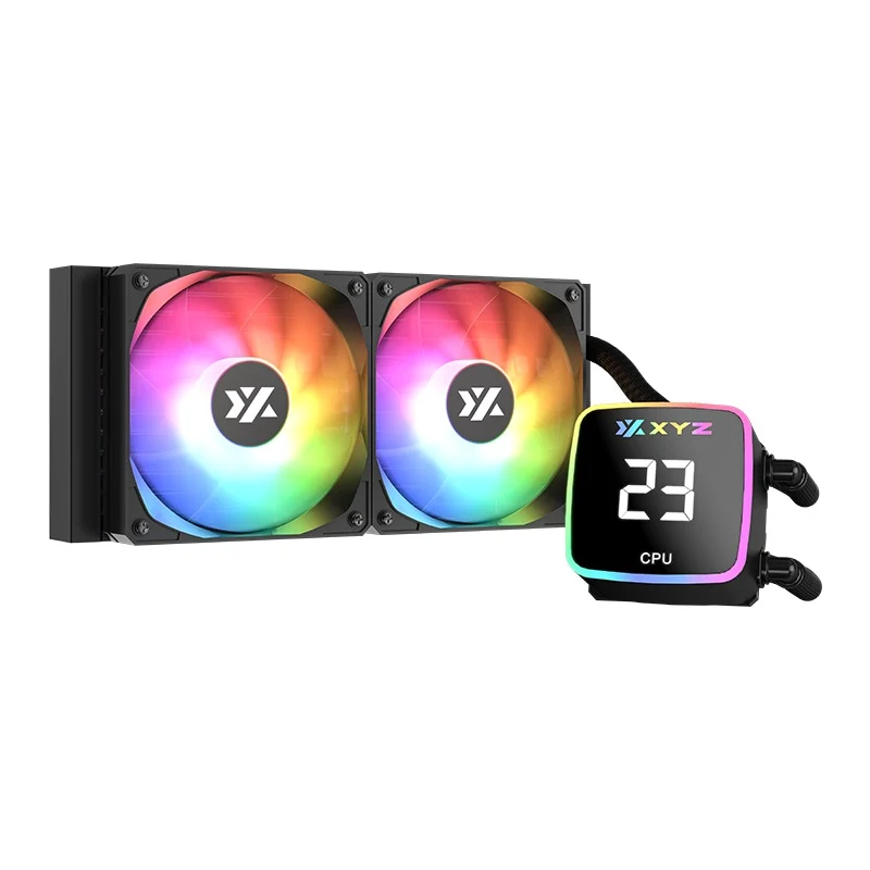 XYZ AquaPulse AIO 240 ARGB Liquid Cooler with Temperature Display (Black, White)
