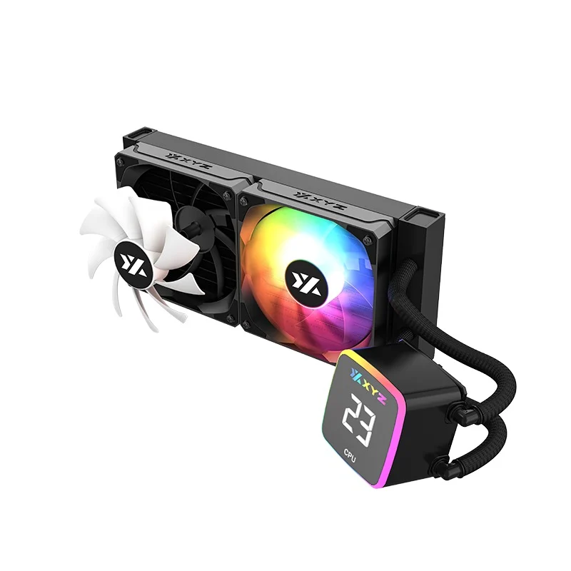 XYZ AquaPulse AIO 240 ARGB Liquid Cooler with Temperature Display (Black, White)
