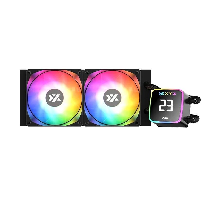 XYZ AquaPulse AIO 240 ARGB Liquid Cooler with Temperature Display (Black, White)