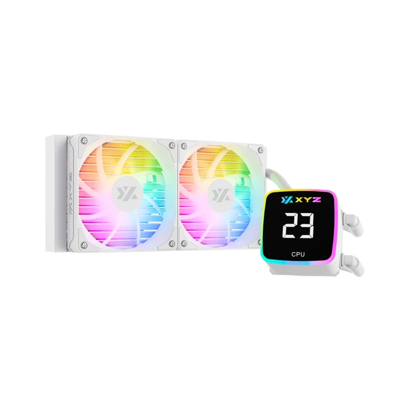 XYZ AquaPulse AIO 240 ARGB Liquid Cooler with Temperature Display (Black, White)