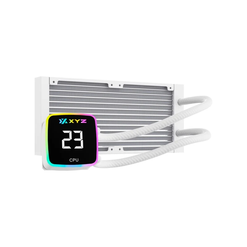 XYZ AquaPulse AIO 240 ARGB Liquid Cooler with Temperature Display (Black, White)