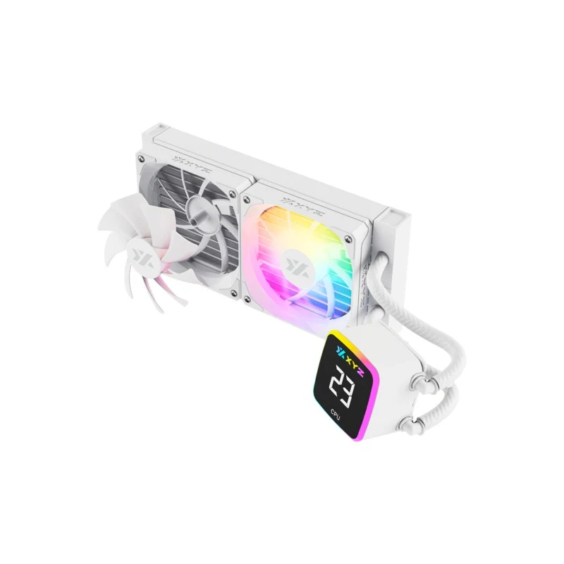 XYZ AquaPulse AIO 240 ARGB Liquid Cooler with Temperature Display (Black, White)