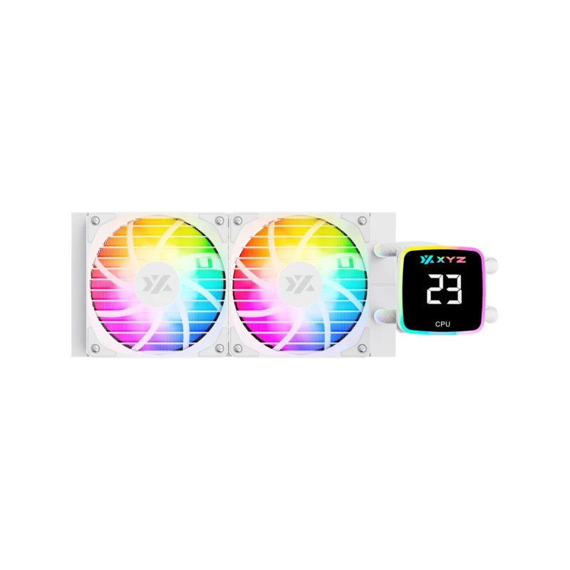 XYZ AquaPulse AIO 240 ARGB Liquid Cooler with Temperature Display (Black, White)