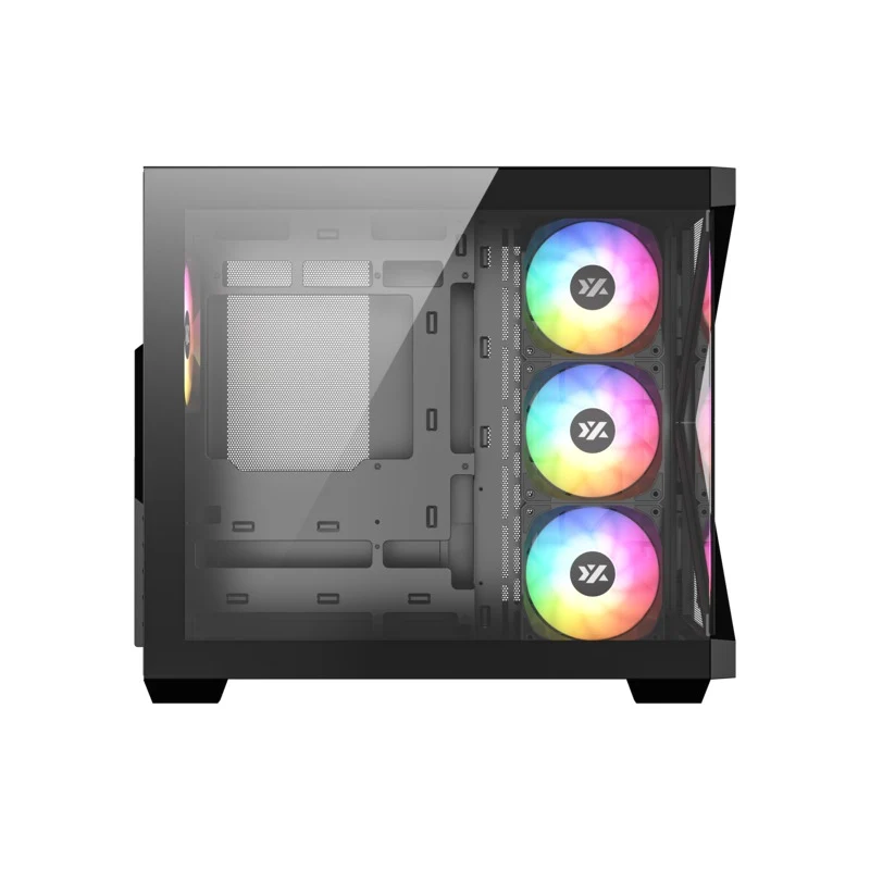 XYZ Qubex ATX PC Case with 4 Pre-Installed 120mm Pulsar ARGB Fans (Black, White)