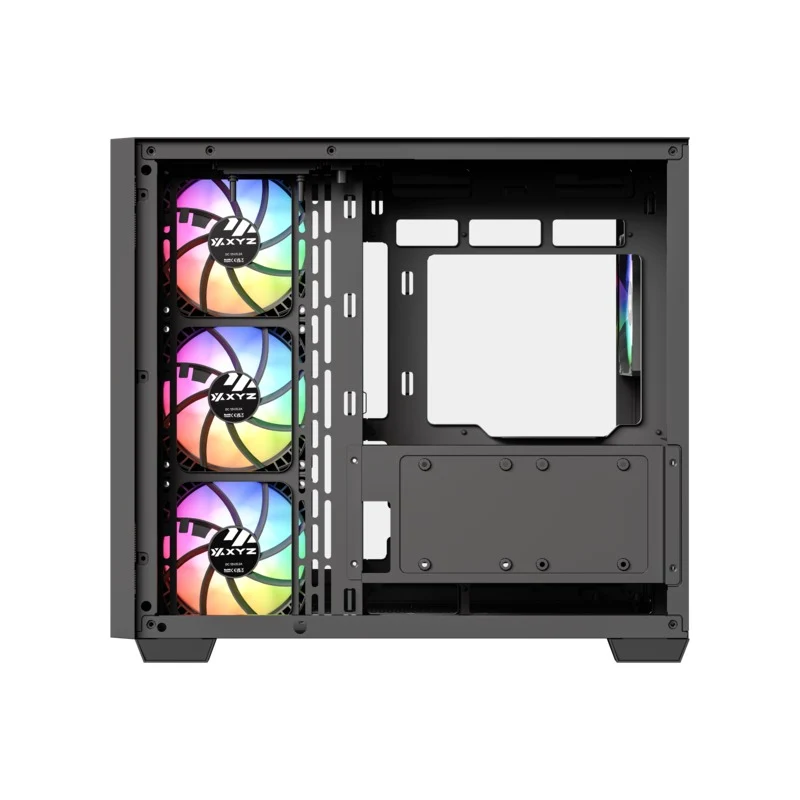 XYZ Qubex ATX PC Case with 4 Pre-Installed 120mm Pulsar ARGB Fans (Black, White)