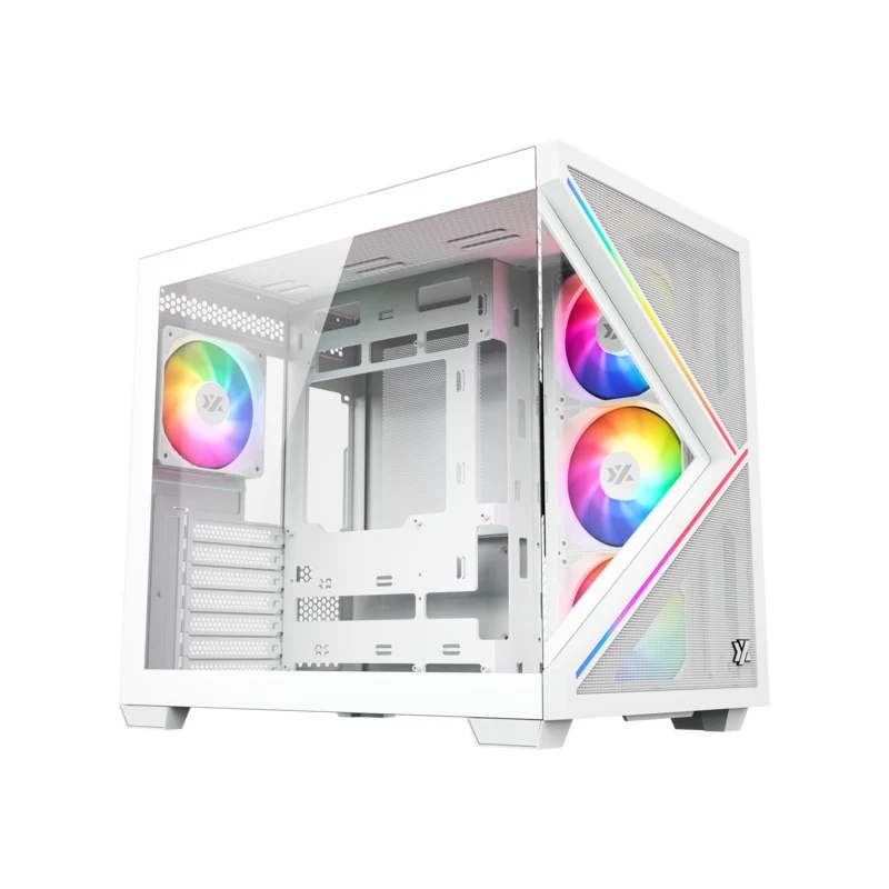 XYZ Qubex ATX PC Case with 4 Pre-Installed 120mm Pulsar ARGB Fans (Black, White)