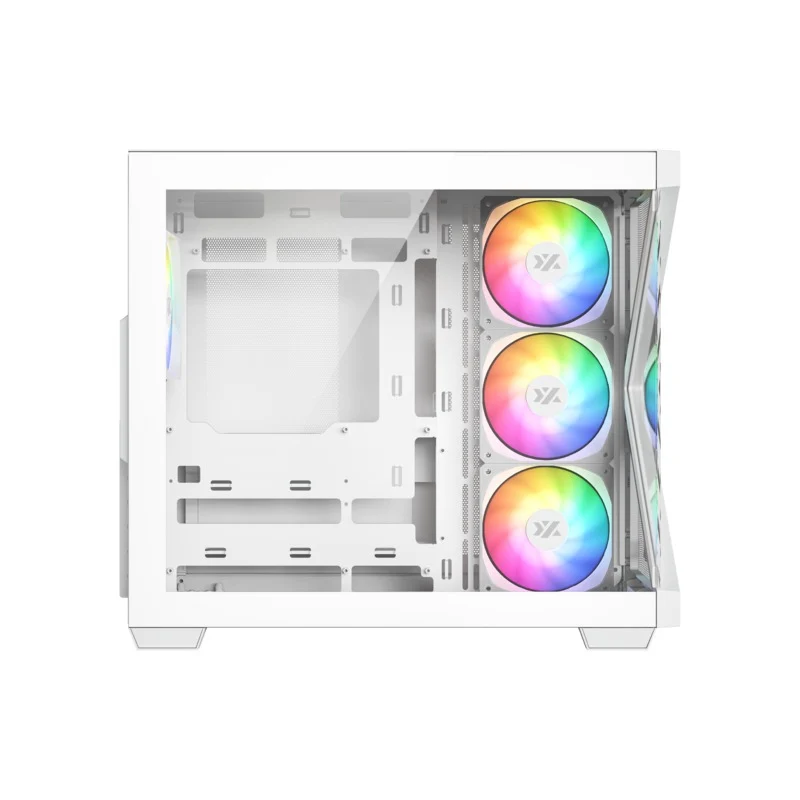 XYZ Qubex ATX PC Case with 4 Pre-Installed 120mm Pulsar ARGB Fans (Black, White)