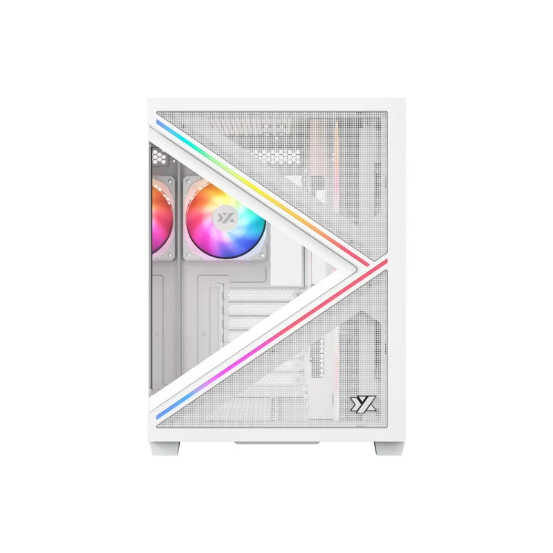 XYZ Qubex ATX PC Case with 4 Pre-Installed 120mm Pulsar ARGB Fans (Black, White)