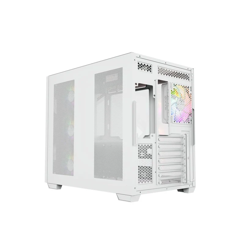 XYZ Qubex ATX PC Case with 4 Pre-Installed 120mm Pulsar ARGB Fans (Black, White)