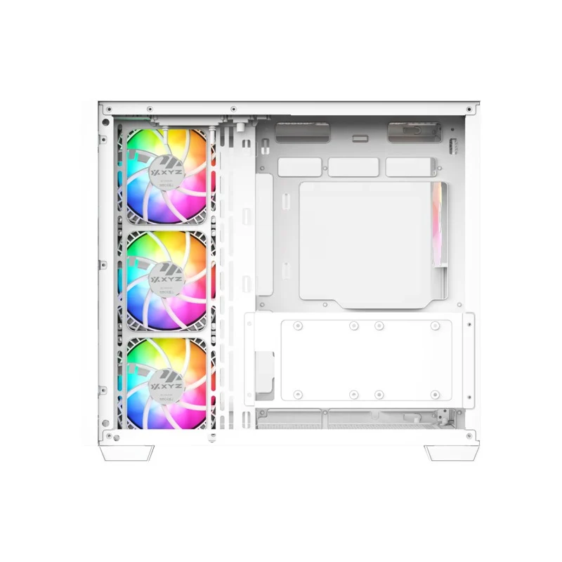 XYZ Qubex ATX PC Case with 4 Pre-Installed 120mm Pulsar ARGB Fans (Black, White)