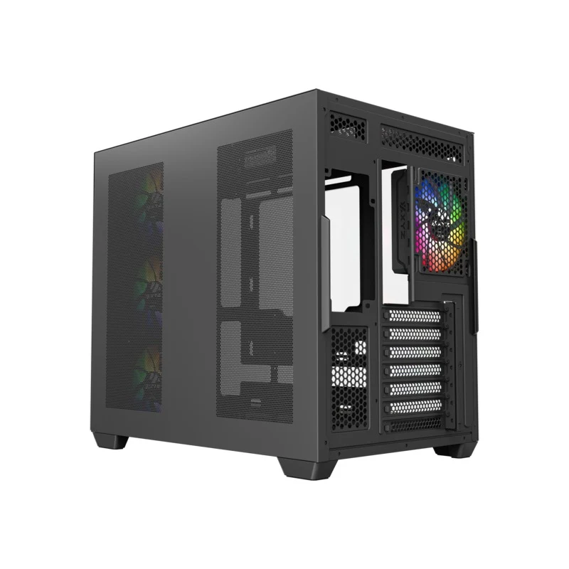 XYZ Tesseract X ATX 2D Glass Panoramic Tempered Glass PC Case with 7 Pre-Installed 120mm Pulsar ARGB PWM Fans (Black, White)