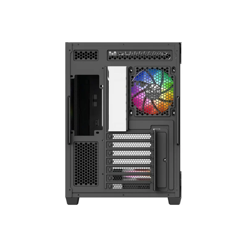 XYZ Tesseract X ATX 2D Glass Panoramic Tempered Glass PC Case with 7 Pre-Installed 120mm Pulsar ARGB PWM Fans (Black, White)