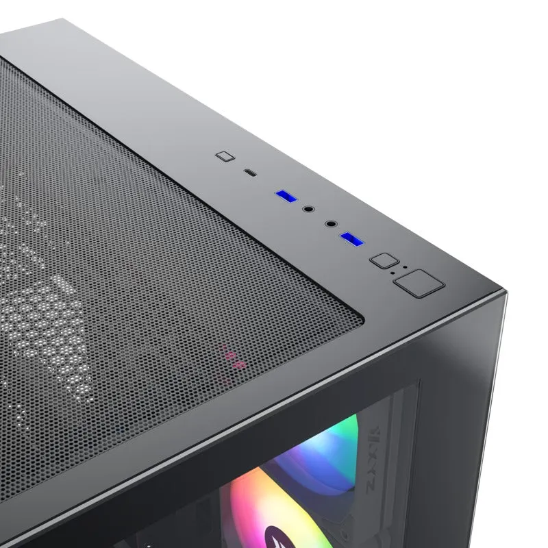 XYZ Tesseract X ATX 2D Glass Panoramic Tempered Glass PC Case with 7 Pre-Installed 120mm Pulsar ARGB PWM Fans (Black, White)