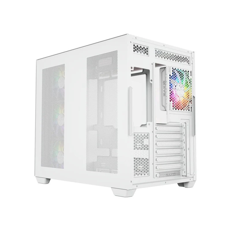 XYZ Tesseract X ATX 2D Glass Panoramic Tempered Glass PC Case with 7 Pre-Installed 120mm Pulsar ARGB PWM Fans (Black, White)