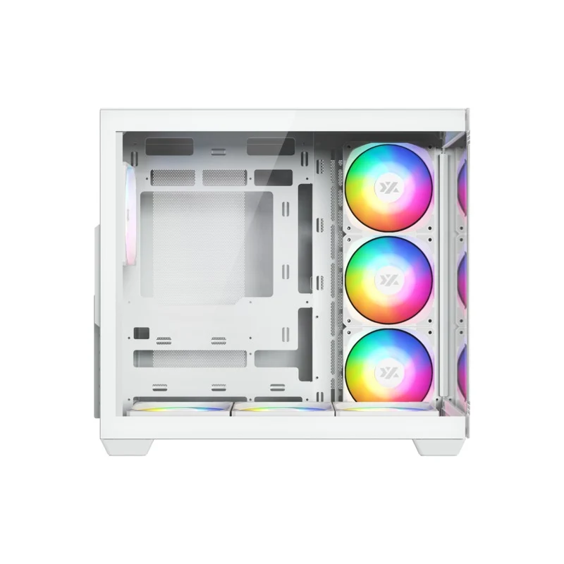 XYZ Tesseract X ATX 2D Glass Panoramic Tempered Glass PC Case with 7 Pre-Installed 120mm Pulsar ARGB PWM Fans (Black, White)