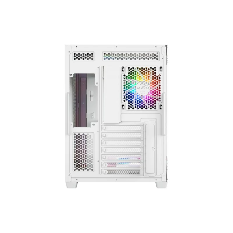 XYZ Tesseract X ATX 2D Glass Panoramic Tempered Glass PC Case with 7 Pre-Installed 120mm Pulsar ARGB PWM Fans (Black, White)