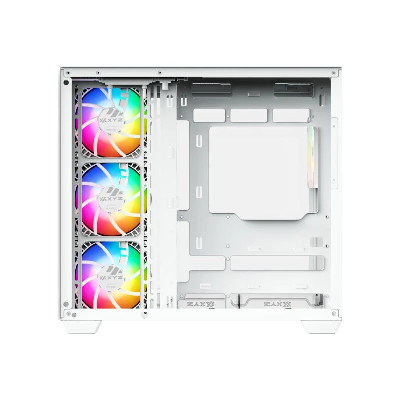 XYZ Tesseract X ATX 2D Glass Panoramic Tempered Glass PC Case with 7 Pre-Installed 120mm Pulsar ARGB PWM Fans (Black, White)