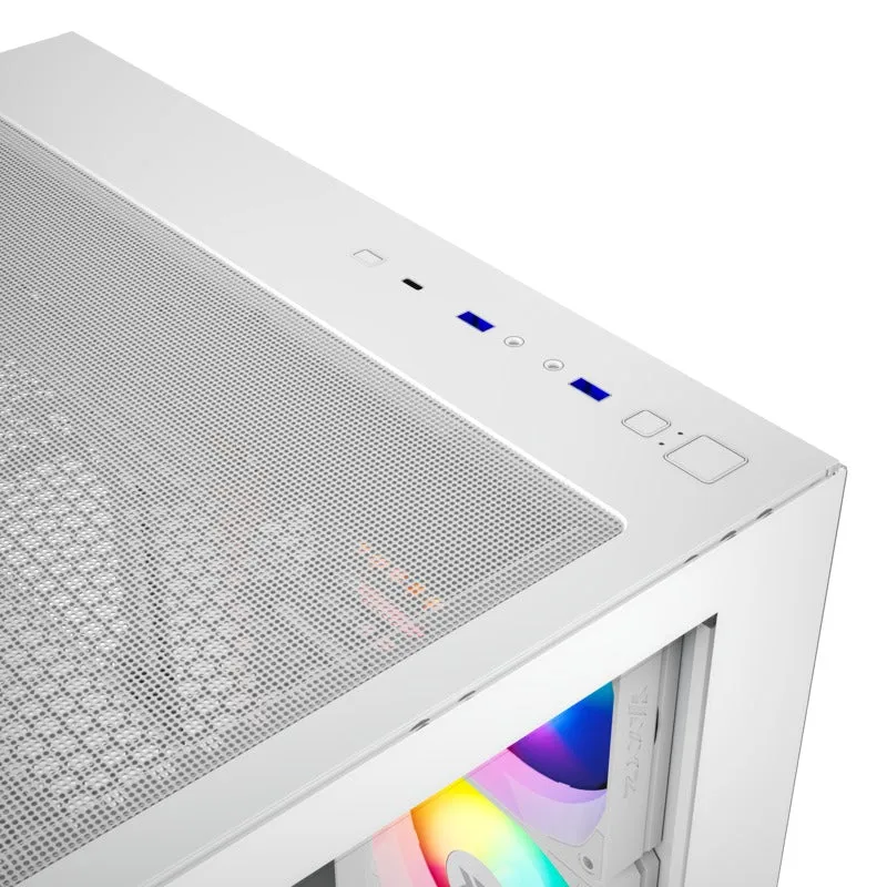 XYZ Tesseract X ATX 2D Glass Panoramic Tempered Glass PC Case with 7 Pre-Installed 120mm Pulsar ARGB PWM Fans (Black, White)