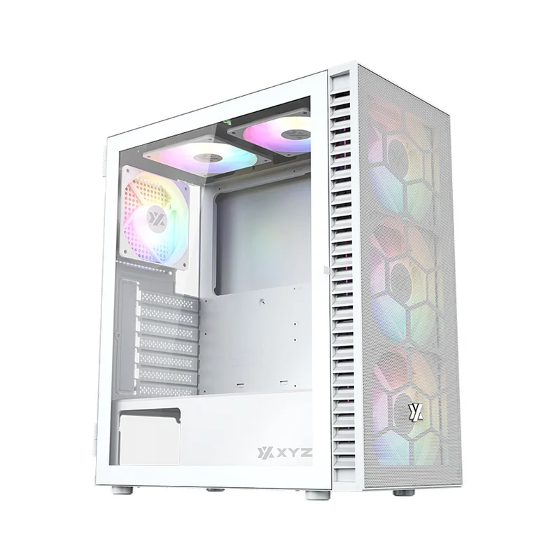 XYZ Airone 100 Mesh ATX PC Case with 6 Pre-Installed 120mm/140mm Airpulse 100 ARGB Fans (White) (X-CS-AIRONE1M-W) (XYZ-SA-805)