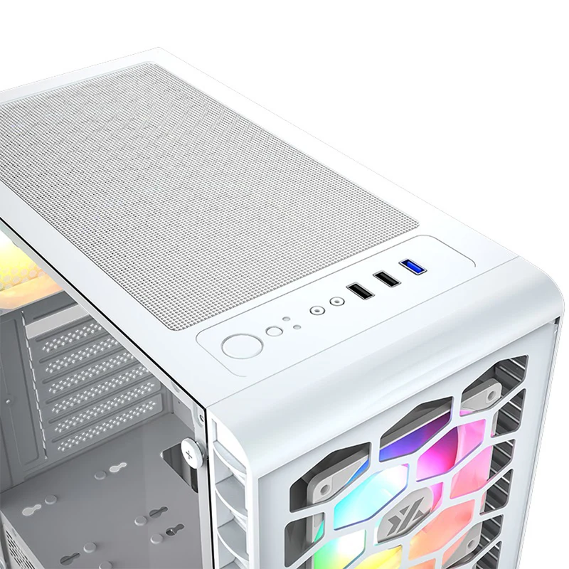 XYZ Airone 300 Glass Edition ATX PC Case with 6 Pre-Installed 120mm Airplus 100 ARGB Fans (White) (X-CS-AIRONE3G-3W) (XYZ-SA-817)