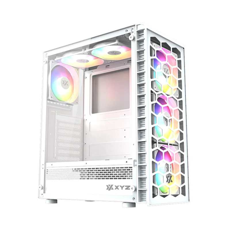 XYZ Airone 300 Glass Edition ATX PC Case with 6 Pre-Installed 120mm Airplus 100 ARGB Fans (White) (X-CS-AIRONE3G-3W) (XYZ-SA-817)