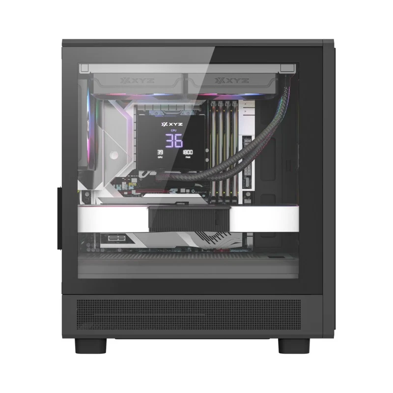 XYZ Atom M-ATX PC Case with 3 Pre-Installed 120mm Pulsar ARGB Fans (Black, White)