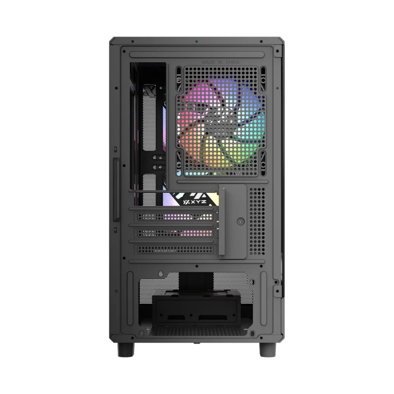 XYZ Atom M-ATX PC Case with 3 Pre-Installed 120mm Pulsar ARGB Fans (Black, White)