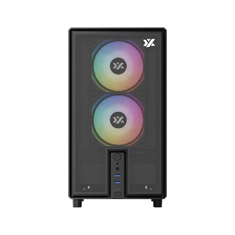 XYZ Atom M-ATX PC Case with 3 Pre-Installed 120mm Pulsar ARGB Fans (Black, White)