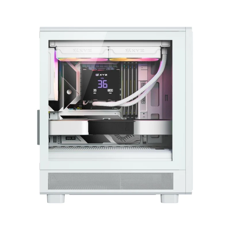 XYZ Atom M-ATX PC Case with 3 Pre-Installed 120mm Pulsar ARGB Fans (Black, White)
