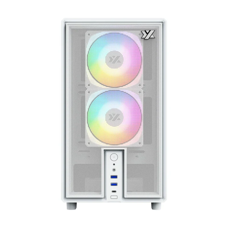 XYZ Atom M-ATX PC Case with 3 Pre-Installed 120mm Pulsar ARGB Fans (Black, White)