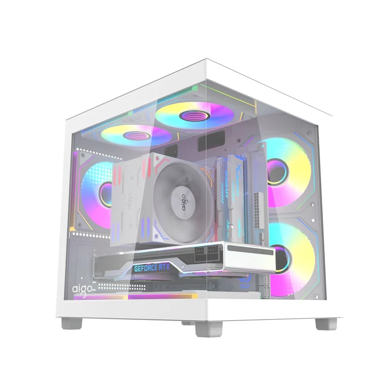 Aigo Apollo A275 Panoramic Glass M-ATX PC Case (Black, White)