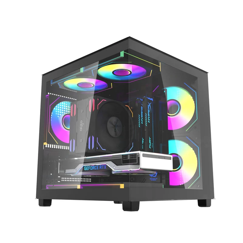 Aigo Apollo A275 Panoramic Glass M-ATX PC Case (Black, White)