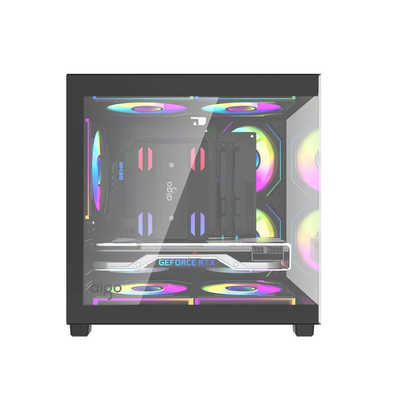 Aigo Apollo A275 Panoramic Glass M-ATX PC Case (Black, White)