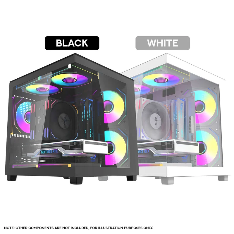 Aigo Apollo A275 Panoramic Glass M-ATX PC Case (Black, White)