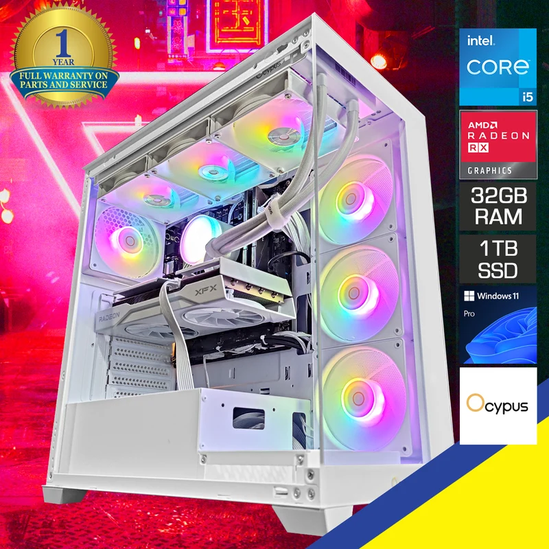 Sigma Gamma C72 White Desktop Gaming PC | Intel i5 14400F | 32GB RAM | 1TB SSD | RX 9060 XT| Windows 11 Pro