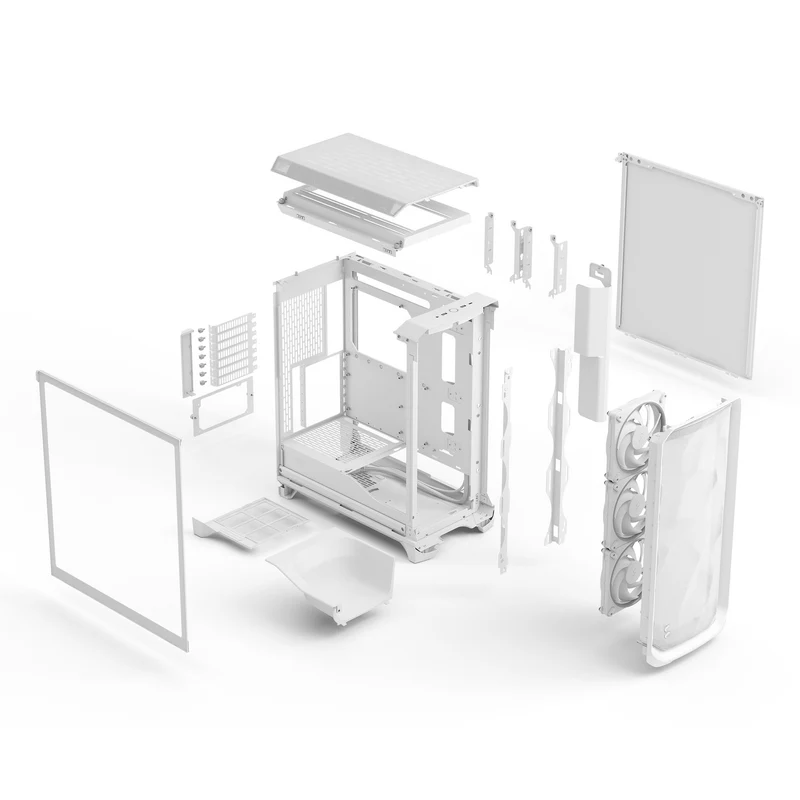 Fractal Design Meshify 3 Computer Case (Black RGB Tempered Glass Light Tint, White RGB Tempered Glass Clear Tint)