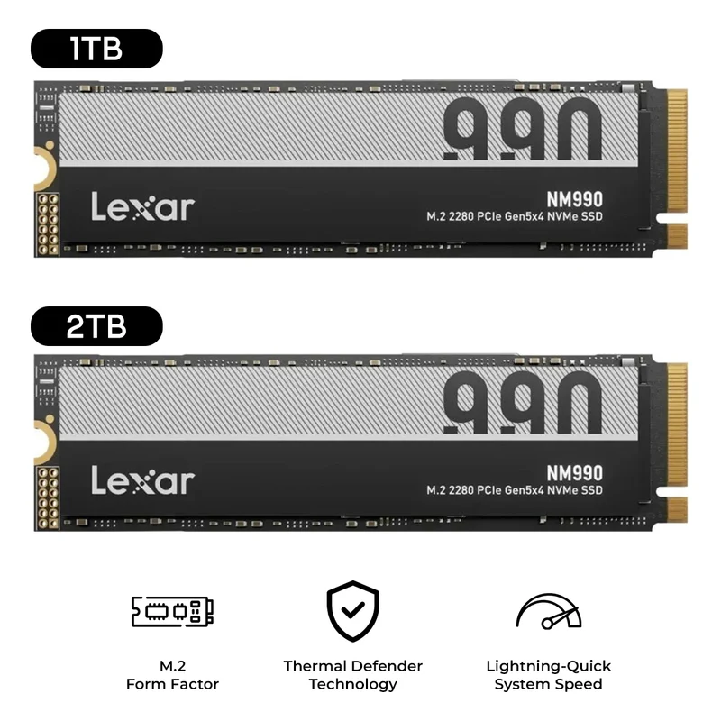 Lexar NM990 M.2 2280 PCIe Gen5x4 NVMe SSD (1TB, 2TB)