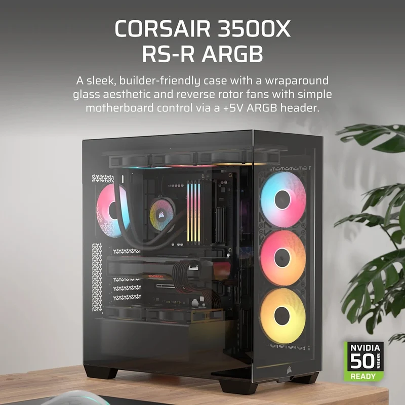Corsair 3500X RS-R ARGB Mid-Tower PC Case (Black, White)