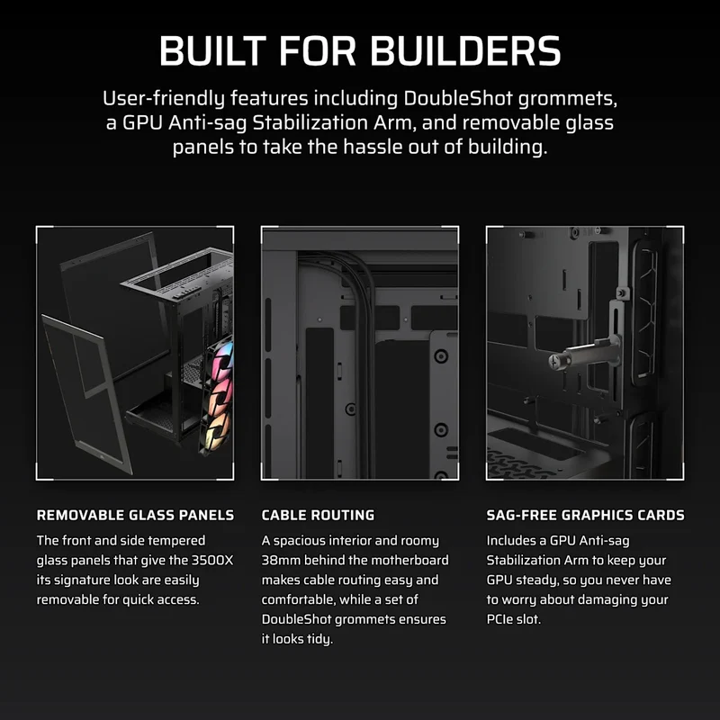 Corsair 3500X RS-R ARGB Mid-Tower PC Case (Black, White)
