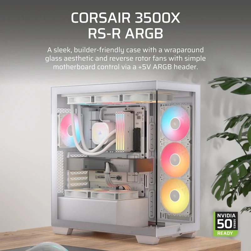 Corsair 3500X RS-R ARGB Mid-Tower PC Case (Black, White)