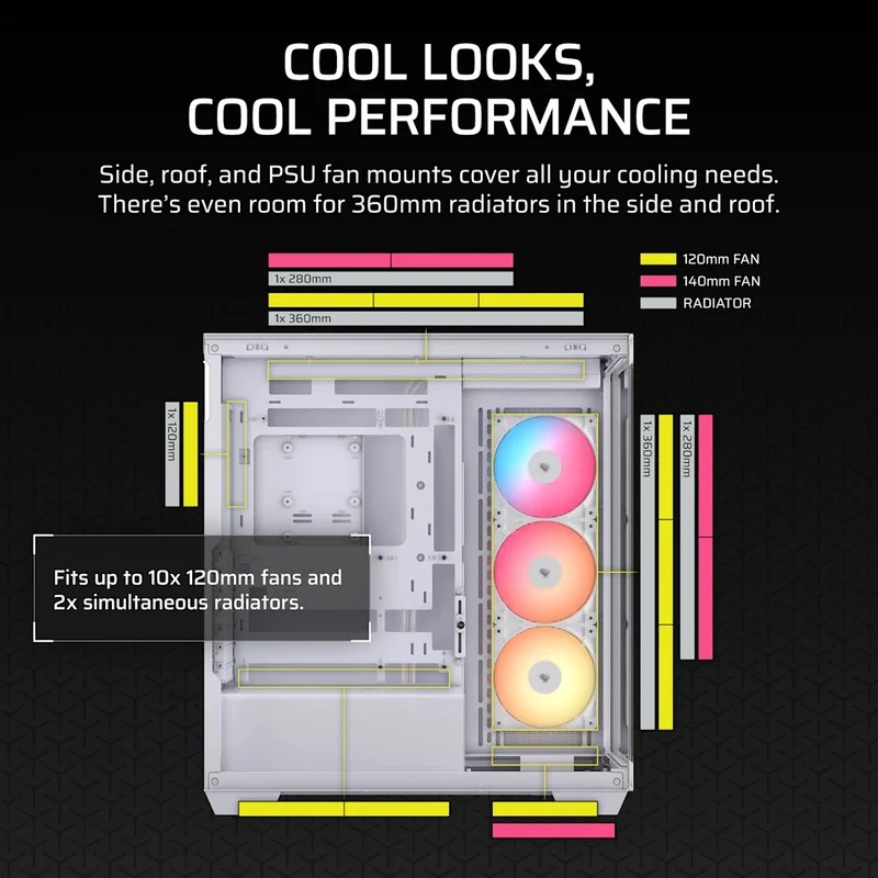 Corsair 3500X RS-R ARGB Mid-Tower PC Case (Black, White)