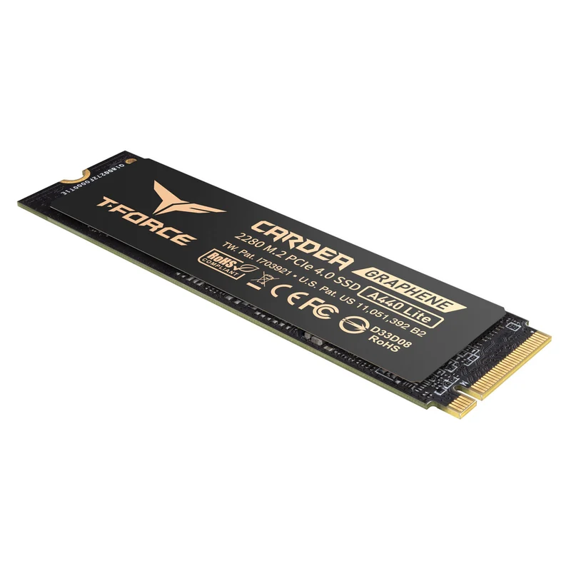 TeamGroup T-Force Cardea A440 Lite M.2 2280 PCIe Gen4 x4 NVMe 7400MB/s Read Gaming SSD with Graphene Heat Sink (512GB, 2TB)
