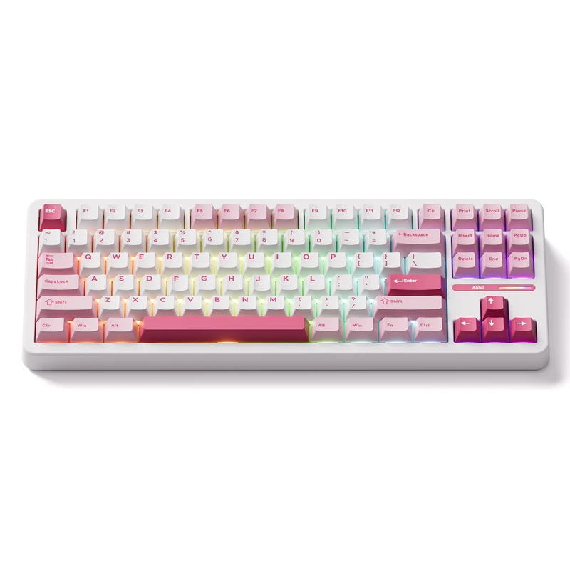 Akko TAC87 Prunus Lannesiana Multi-Mode RGB Hot-Swappable Mechanical Keyboard (Akko Stellar Rose Switch)