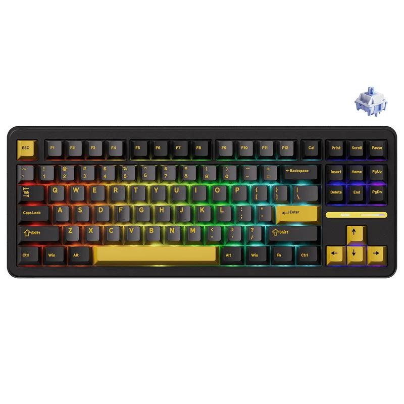 Akko TAC87 Black & Gold Multi-Mode RGB Hot-Swappable Mechanical Keyboard (Akko Mirror Switch)