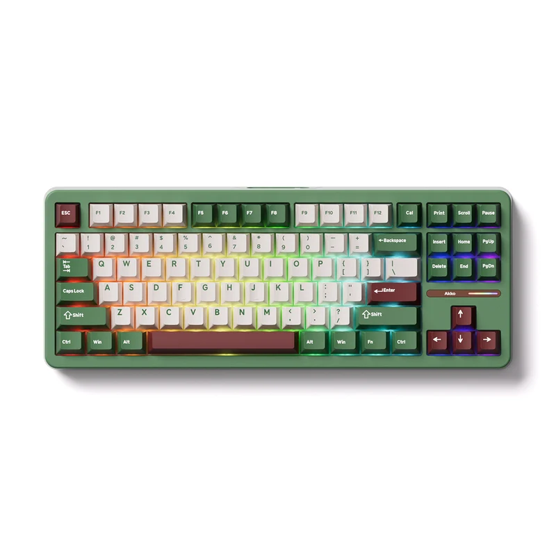 Akko TAC87 Matcha Red Bean Multi-Mode RGB Hot-Swappable Mechanical Keyboard (Akko Stellar Rose Switch)