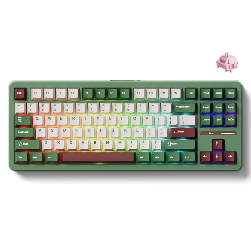 Akko TAC87 Matcha Red Bean Multi-Mode RGB Hot-Swappable Mechanical Keyboard (Akko Stellar Rose Switch)