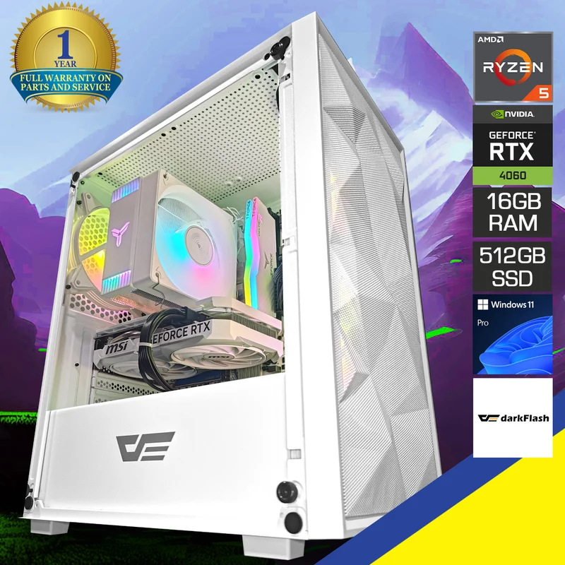 Alpha M305 Mesh White Desktop Gaming PC | Ryzen 5 5600 | 16GB RAM | 512GB SSD | RTX 4060 | Windows 11 Pro