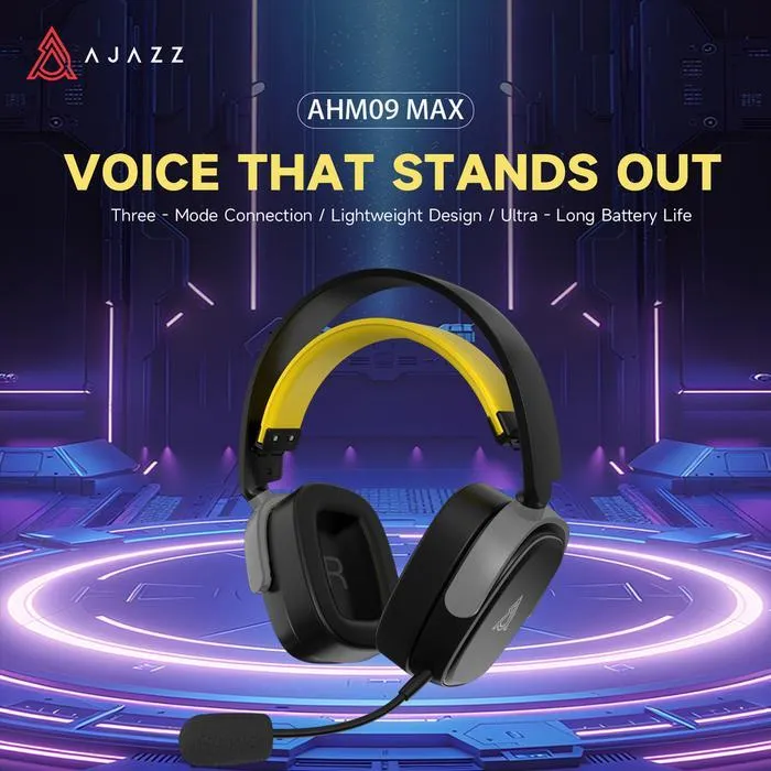 Ajazz AHM09 MAX Tri-mode Headphone (Grey/White, Black/Grey/Yellow)