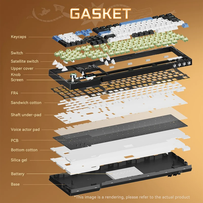 Ajazz AK35I V4 RGB Tri-Mode 100% 104-Keys Gasket-mounted Hot-Swappable Mechanical Keyboard (Black/White/Blue) (Avocado Switch